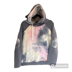 Vanilla Bay Double Hood Sweatshirt/Hoodie Grey/Pink XL